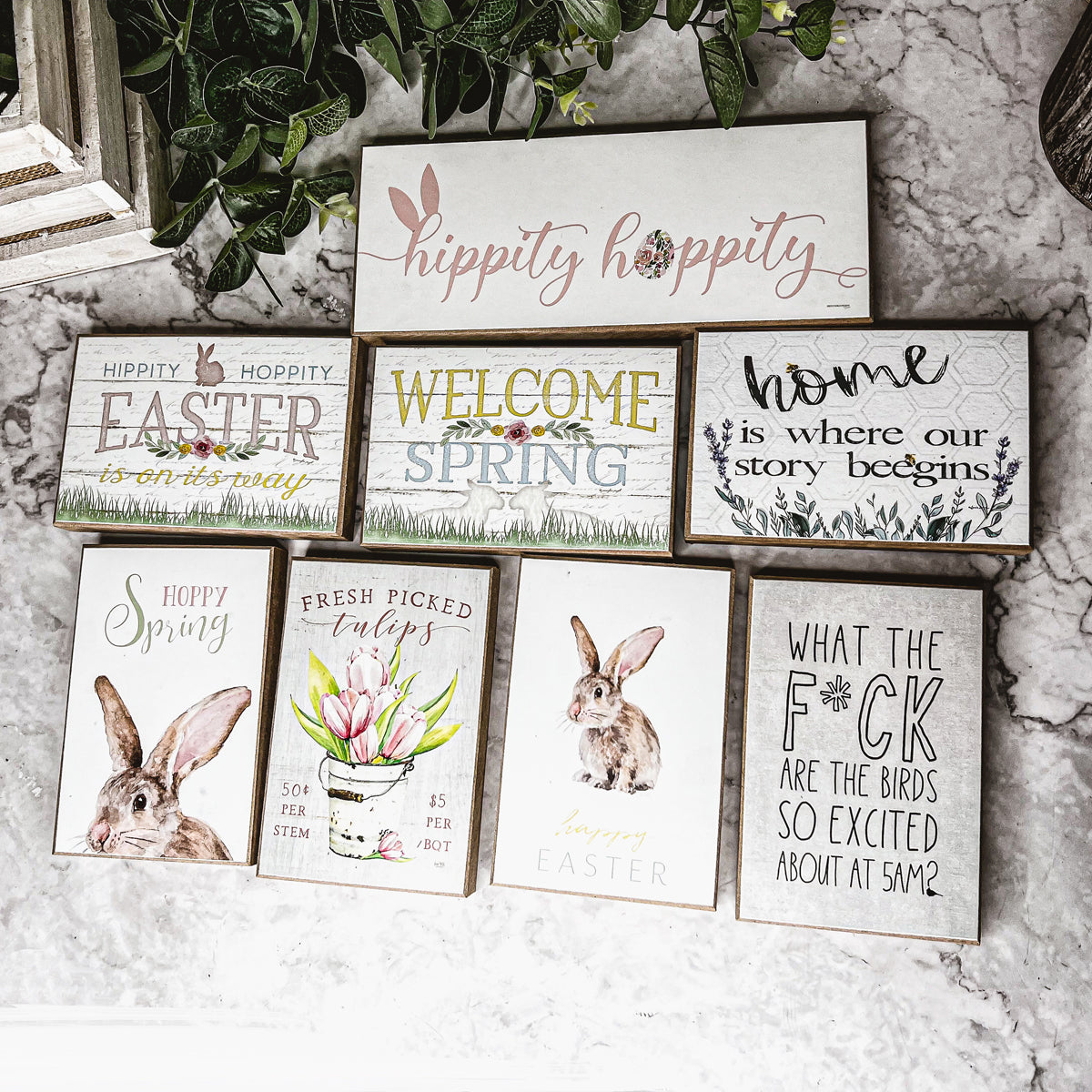 Wooden Block Spring Signs For Mantles or Shelves