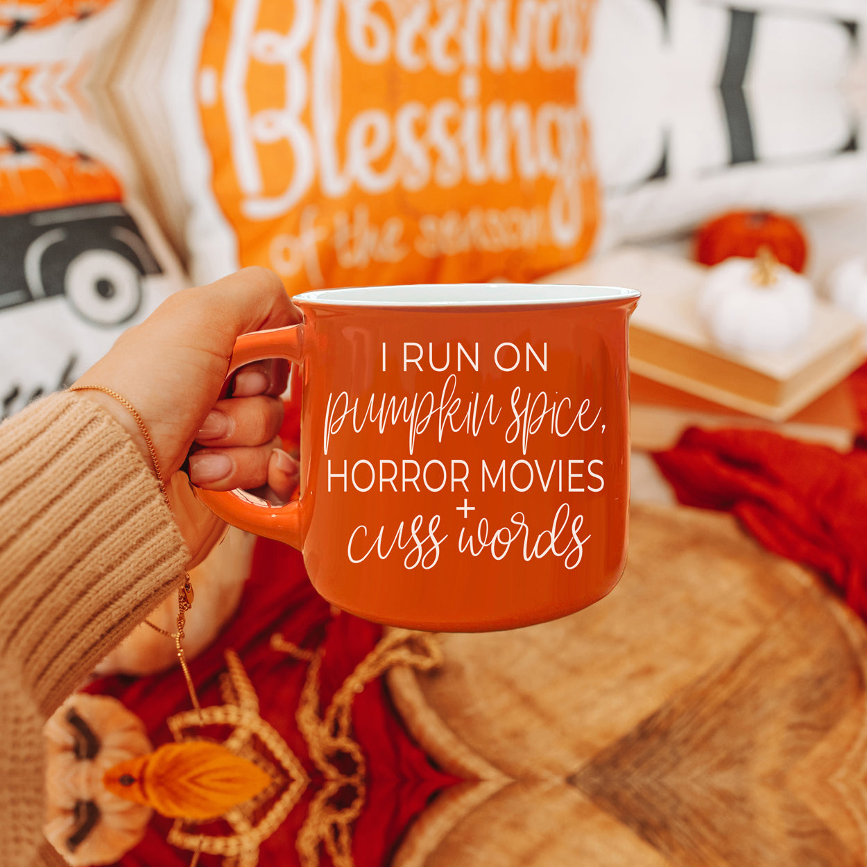 Bulk halloween mugs with funny sayings, Orange pumpkin mug for sale