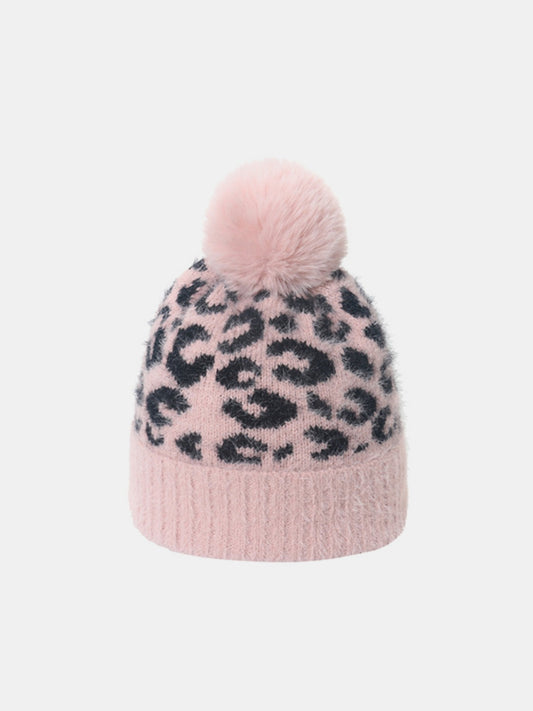 Thermal Leopard Hat with Pompom